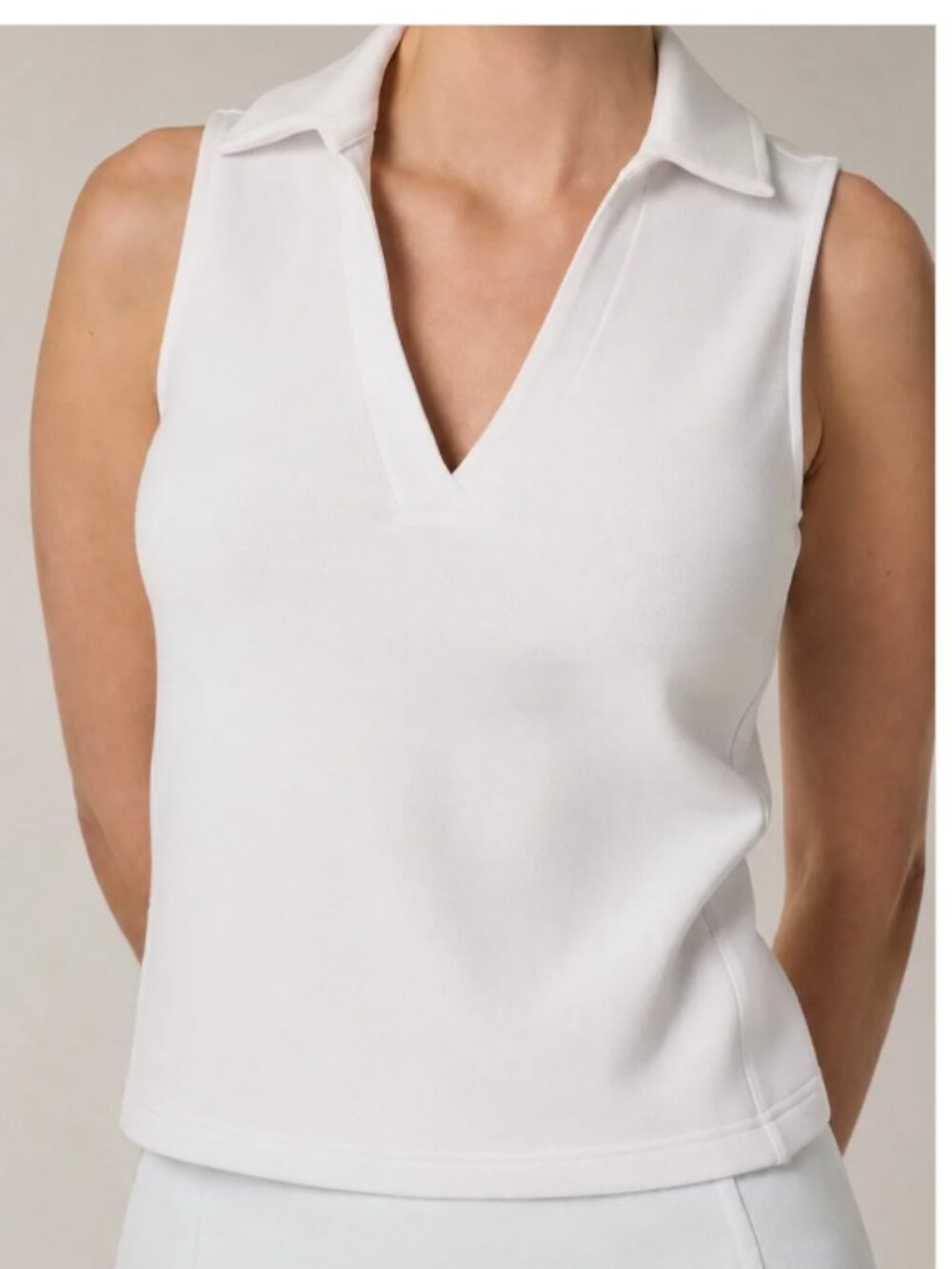 SPANX AirEssentials Polo Tank Vivid White Sleeveless Collared Top XS NWT